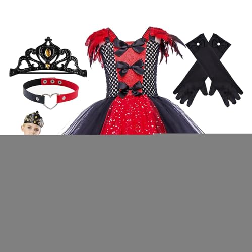 Vampir Kleid für Mädchen, Vampir Kostüm für Mädchen - Gothic-Kleid | aus Tüll für Mädchen von 2 bis 12 Jahren mit Krone, Handschuhen und Schlüsselbeinkette von Générique