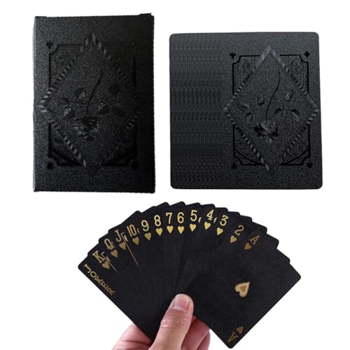 Wasserdichte Spielkarten, Anfängerfreundliches Spielkartenspiel 54 Stück in Schwarz | Brettspielprodukte für Gruppenaktivitäten, Zusammenkünfte und Familieninteraktionen von Générique