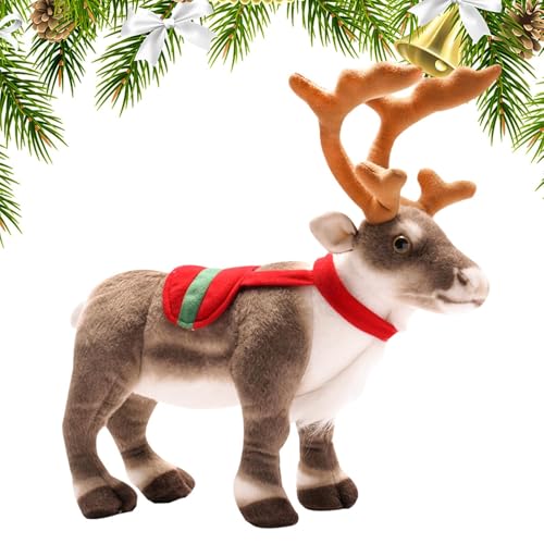 Weihnachten Rentier Plüschtier Hirsch Plüsch Dekokissen Weiches Rentier Spielzeug Elch Plüsch 13,7 Zoll Süße Weihnachten Plüschtier für Sofas, Betten, Schlafzimmer, Stühle, Geschenk für von Générique