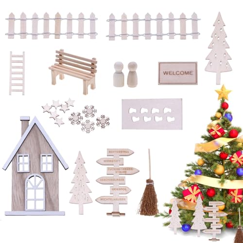 Weihnachtsdekoration für Puppenhaus, Weihnachtsdekoration für Puppenhaus, Miniatur-Puppenhaus, Miniatur-Puppenhaus-Modell, kleine Szene mit Spielzeug, Woode, Weihnachtspuppenhaus-Zubehör, Dez von Générique