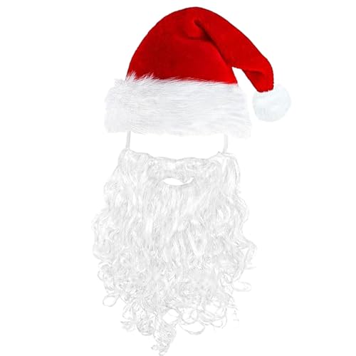Weihnachtsmannhut – Weihnachtsmannbart mit Hut, Cosplay-Hüte für Erwachsene, falscher Bart, Uni, bequemer Weihnachtsmannhut für Familientreffen, Weihnachtsfeiern von Générique