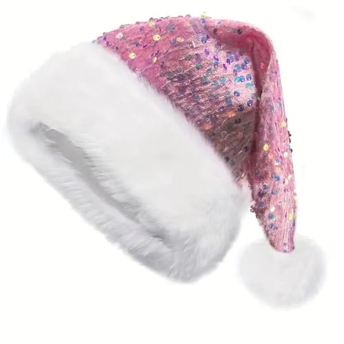 Weihnachtsmütze für Herren, personalisierbar, mit Pailletten, Santa Hut, Halloween & New Year, festlich, Weihnachten, Kopfbedeckung, elektrisch (Pink, Einheitsgröße) von Générique