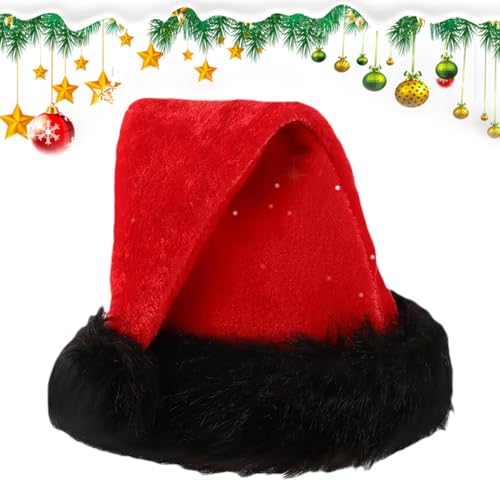 Weihnachtsmützen – roter Weihnachtshut für Erwachsene, schwarzer Hut aus Plüsch, Zubehör für Urlaubskleid, Weihnachtsmannhut für Erwachsene, warme Mütze Vista Fashi von Générique