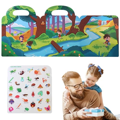 Wiederverwendbare Stickerbücher, leises Stickerbuch | Tragbares Puzzlepapier, wasserdichtes Puzzlepapier, frühes Lernwerkzeug für Kinder ab 3 Jahren, faltbar mit einem von Générique