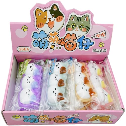 Wiederverwendbares Squeeze Toys, 16-teilig, süßes Katzendesign, weiches Squeeze Fidget Toys, Lightweight Stressball für Reisen & Pocket Games für Arbeit, Zuhause, Schule von Générique