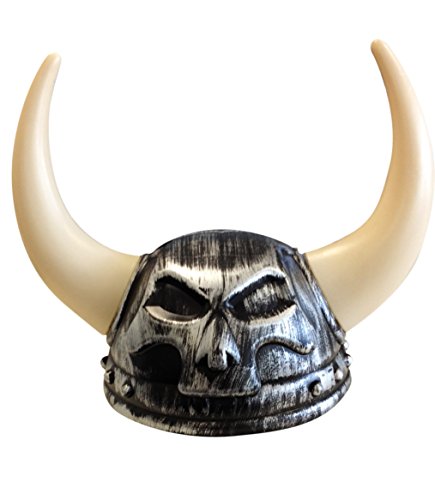Wikinger Helm für Erwachsene grau-schwarz mit Hörnern - Weiß von Generique -