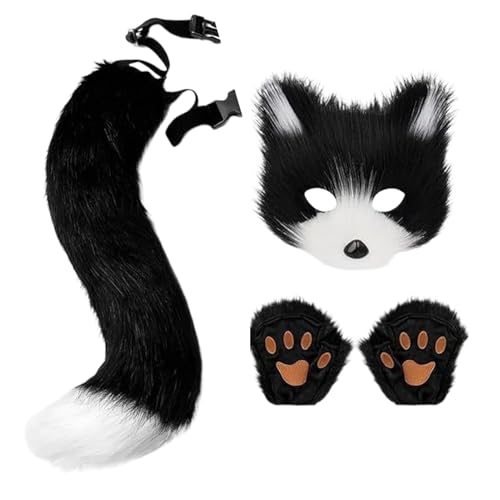 Wolfskostüm-Set – Katzen-Cosplay-Outfit mit realistischen Schwanz- und Pfotenhandschuhen | Weiches Fell-Zubehör-Set für Erwachsene oder Kinder | Verkleidungsset auf Wolfskostüm-Set – Katzen-Cosplay-Outfit mit realistischen Schwanz- und Pfotenhandschuhen | Weiches Fell-Zubehör-Set für Erwachsene oder Kinder | Verkleidungsset auf von Générique