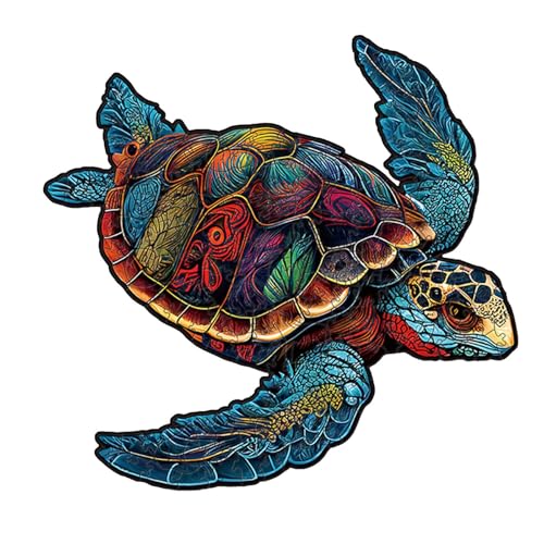 Wooden Puzzle, Sea Turtle Jigsaw, 3D Design Shaped Pieces Challenging Animal Family Game Irregular Colorful for Teenagers Girls Boys Adults Children Friends von Générique