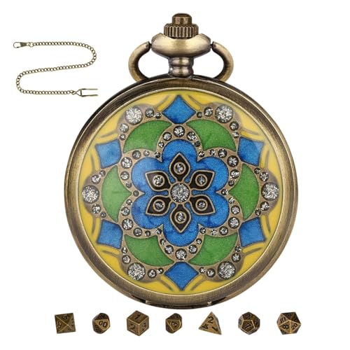 Würfelset mit Taschenuhr - Vintage -Zubehör, Retro-Uhr | Klassische Metallwürfel-Kollektion mit Brettspielen, elegantes mechanisches Geschenk für Gamer, einzigartiges Spielset Würfelset mit Taschenuhr - Vintage -Zubehör, Retro-Uhr | Klassische Metallwürfel-Kollektion mit Brettspielen, elegantes mechanisches Geschenk für Gamer, einzigartiges Spielset von Générique