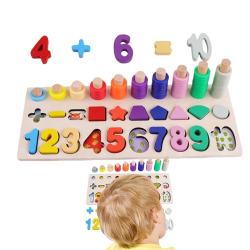 Zahlenpuzzle aus Holz, Puzzle zum Lernen von Zahlen | Zählen Formen Stapel, Puzzlebrett, Mathematikspiel, Feinmotorikspielzeug für und Mädchen, AP Aktivitäten von Générique