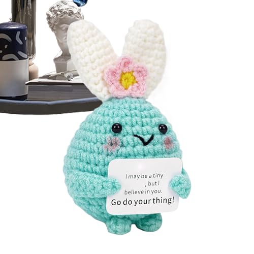 gehäkelte Bunny - Süße Stricktierpuppe | Inspirierendes Plüschspielzeug von Hand | Motivationsgeschenk für Frauen, Männer, Freunde | Ideal für Halloween, Ostern, Weihnachten, Würfel von Générique