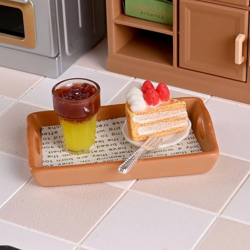 1/2Set Miniatur Puppenhaus Summation Mini Milch Tee Kuchen mit Teller für Kind Vorgeben Spiel Spielzeug von Generisch