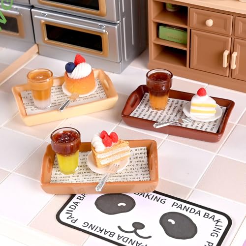 1/2Set Miniatur Puppenhaus Summation Mini Milch Tee Kuchen mit Teller für Kind Vorgeben Spiel Spielzeug von Generisch