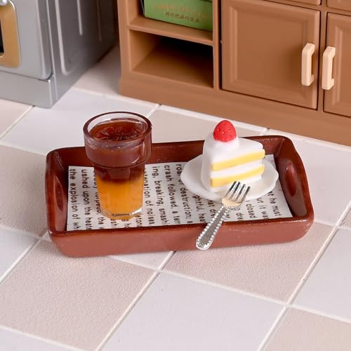 1/2Set Miniatur Puppenhaus Summation Mini Milch Tee Kuchen mit Teller für Kind Vorgeben Spiel Spielzeug von Generisch