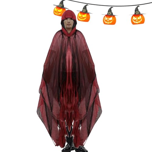 1/4 Stück Halloween-Hexenumhang Mit Kapuze - Halloween Geister Kostüm Erwachsene | Halloween Umhang Mit Kapuze | Halloween Kostüm Gruselig Für Herren Damen | Horror Sensenmann Kostüm Umhang von Generisch