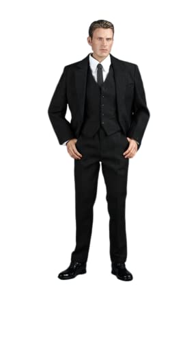 1/6 Maßstab Männliche Actionfigur Kleidung, Men's Maßgeschneidert Anzug Kleidung Business Anzug für 12 Zoll Muskel Action Figur Puppe (Schwarz) von Generisch