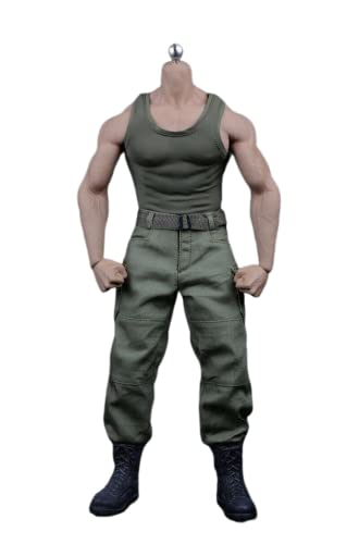 1/6 Maßstab Männliche Kleidung,1/6 Weste und Hosen für 12inch Männlich Starke Muskeln Soldat Action Figur Körper (Grüne Hose) von Generisch