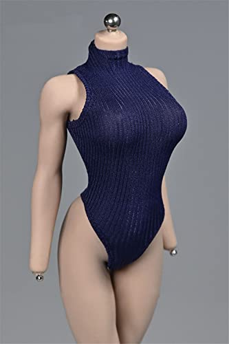 Generisch 1/6 Maßstab Weibliche Figur Kleidung,Mädchen Bodysuit Zipper Jumpsuit Kleidung für 12inch PH TBL Nahtlose Actionfigur Körper Spielzeug (Dunkelblau) von Generisch