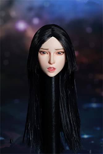 1/6 Maßstab Weibliche Kopf Skulptur, Asiatisches Mädchen Blasse Haut Blondes Haar Ausdruck Kopf Geschnitzt für 12 Zoll Actionfigur Puppe (F) von Generisch
