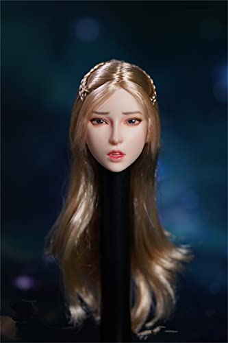 1/6 Maßstab Weibliche Kopf Skulptur, Asiatisches Mädchen Blasse Haut Blondes Haar Kopf Geschnitzt für 12 Zoll Actionfigur Puppe (F) von Generisch