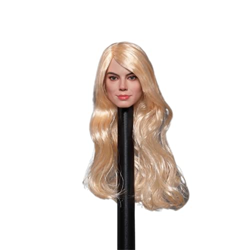 1/6 Maßstab Weibliche Kopf Skulptur, Europäisches Mädchen Gebräunte Haut Kopf Geschnitzt Mit blondem Haarfür 12Zoll Actionfiguren Körper Puppe (C) von Generisch