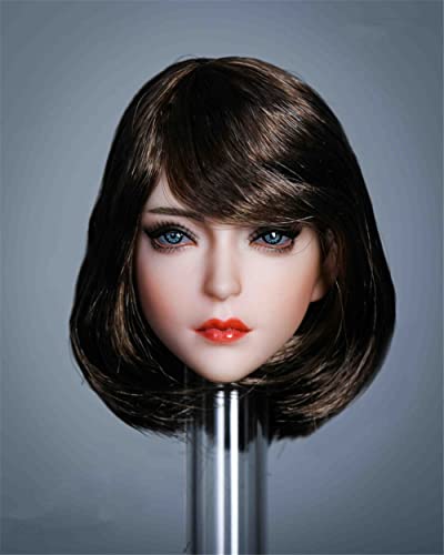 1/6 Maßstab Weiblicher Kopf Sculpt, Schönheit Asien Mädchen Gepflanztes Haar Kopf Geschnitzt für 12 Zoll Actionfigur Körper Puppe (Kurzes Haar) von Generisch