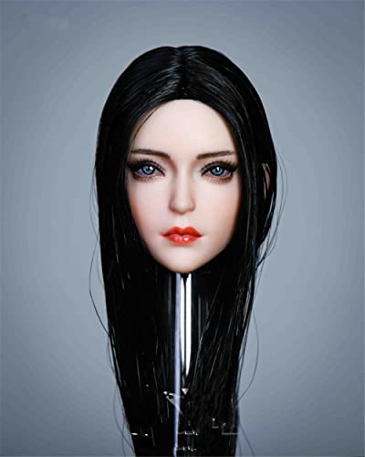 1/6 Maßstab Weiblicher Kopf Sculpt, Schönheit Asien Mädchen Gepflanztes Haar Kopf Geschnitzt für 12 Zoll Actionfigur Körper Puppe (Schwarzes Glattes Haar) von Generisch