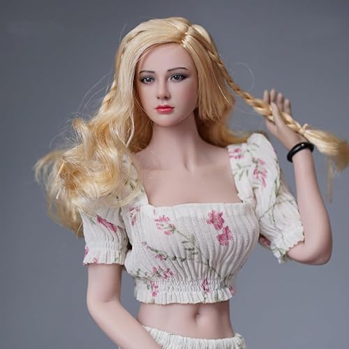1/6 Weiblich Kopf Sculpt,Weibliches Blondes Haar Kopf Geschnitzt für 12 Zoll Action Figur Körper Puppe von Generisch