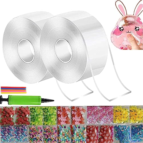 1 Set Elastic Bubble DIY Craft Kit, Nano Tape Bubbles Kit, Double-Sided Tape Set for Blow Bubbles, Magic Nano Tape Set, Guest Gifts and Gifts for Girls, Boys, Children, Adults (D) von Generisch