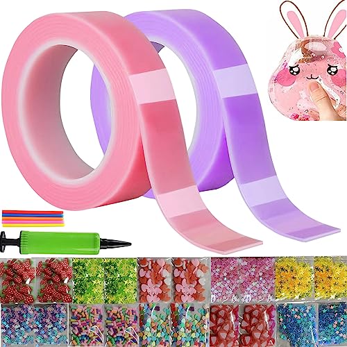 1 Set Elastic Bubble DIY Craft Kit, Nano Tape Bubbles Kit, Double-Sided Tape Set for Blow Bubbles, Magic Nano Tape Set, Guest Gifts and Gifts for Girls, Boys, Children, Adults (G) von Generisch