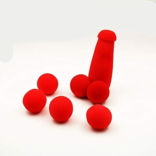1 Set kleiner Schwamm-Zaubertricks, 4 rote Schwammbälle, lustige Gadgets, Straße, Bühne, Nahaufnahme, Zaubertricks, Zauberer von Generisch
