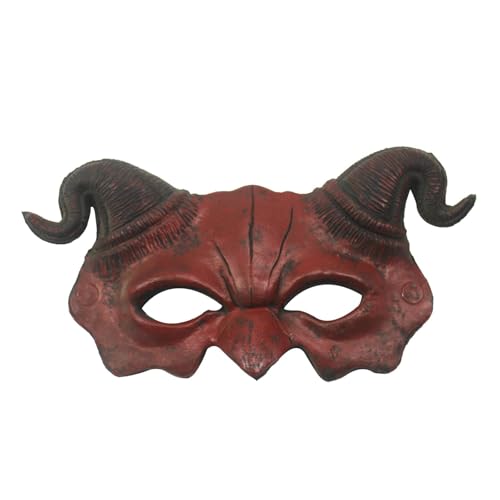 1 Stück Hörner Teufel Halbgesicht PU-Maske Halloween Dämonen maske Party Cosplay Horror Monster Maskerade Gruseliges Spukhaus Requisiten von Generisch