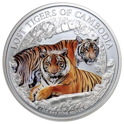 1 Unze Silbermünze Kambodscha - Lost Tigers of Kambodscha 2024-1 Oz Silber Color Silver Coin 1 Unze Silbermünze Kambodscha - Lost Tigers of Kambodscha 2024-1 Oz Silber Color Silver Coin von Generisch