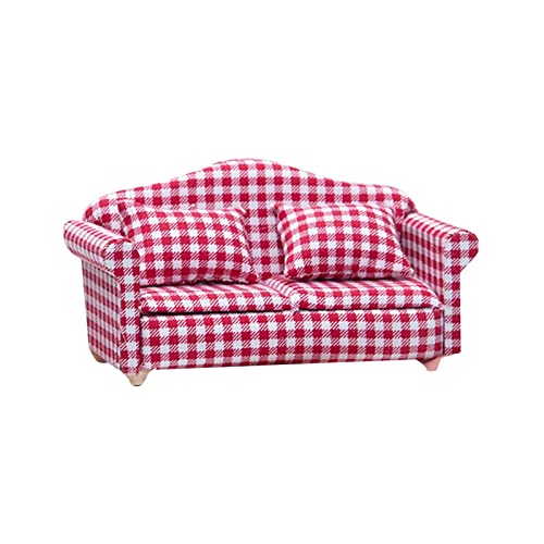 1:12 Puppenhaus Puppenhaus Möbel Wohnzimmer Szene Modell Kleine Blumen Stoff Doppelsofa Weihnachtsdekorationen Bündel (A, Einheitsgröße) von Generisch