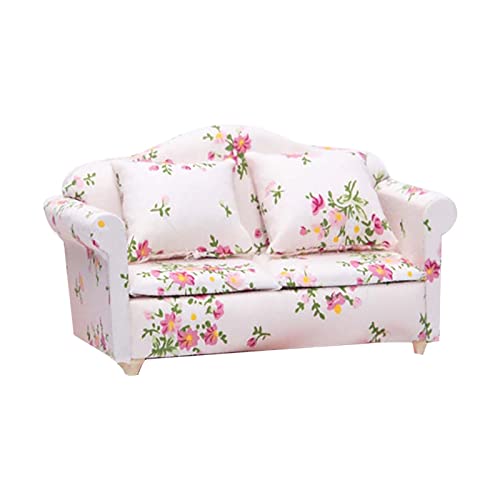 1:12 Puppenhaus Puppenhaus Möbel Wohnzimmer Szene Modell klein Blumenstoff Doppelsofa Jasmin Ornament (F,Einheitsgröße) von Generisch