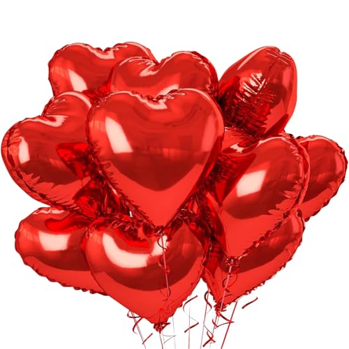 10 Stück 45 cm Folien-Herzluftballons, für Valentinstag, Hochzeit, Jahrestag (Red) von Generisch