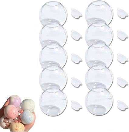 10 Stück Blanko-Druckballhaut, DIY-Kit, 2025, Druckkugelhaut, DIY-Kit, Behälter, Vakuum-Quetschmaterial mit Deckel, für sensorischen und Stressabbau (transparent) von Generisch