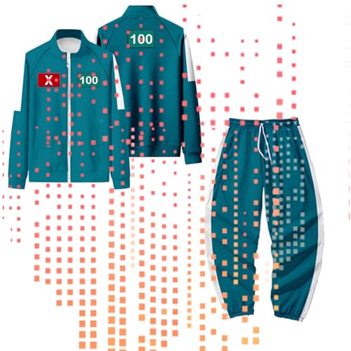 100 Squid Koreanisch Game Kostüme 3 Sets Halloween Kostüm Jogger mit Jacken Korean Tracksuits for Cosplay Costumes 2-Teilige M 100 Squid Koreanisch Game Kostüme 3 Sets Halloween Kostüm Jogger mit Jacken Korean Tracksuits for Cosplay Costumes 2-Teilige M von Generisch