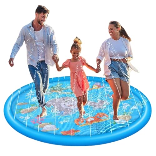 100 cm/150 cm/170 cm extra großer runder Delfin-Sprinkler und Wasserspielmatte, verdickte rutschfeste Wassersprinkler-Pad, aufblasbares Wasserspielzeug, Geschenk für Kinder, Hunde, Sommergarten 100 cm/150 cm/170 cm extra großer runder Delfin-Sprinkler und Wasserspielmatte, verdickte rutschfeste Wassersprinkler-Pad, aufblasbares Wasserspielzeug, Geschenk für Kinder, Hunde, Sommergarten von Generisch