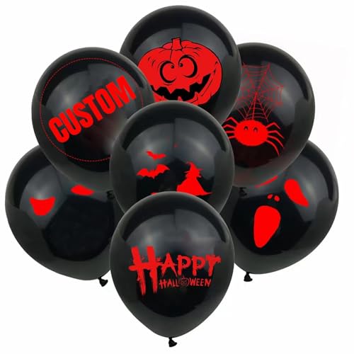 100 Pcs Personalisierte Halloween Luftballons mit Muster, 30cm-Latexmaterial, Halloween Deko und Party-Geburtstagsdekorationen von Generisch