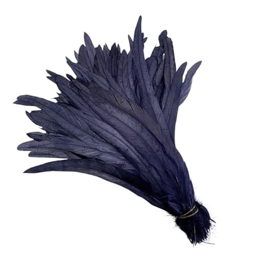 100 stücke Rooster Schwanzfedern Schwärzlich Grün 25-45cm Natürliche Federn Beige DIY Cock Kleidung Schmuck Zubehör Party(Navy,35-40cm) von Generisch