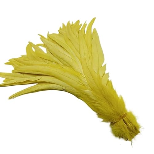 100 stücke Rooster Schwanzfedern Schwärzlich Grün 25-45cm Natürliche Federn Beige DIY Cock Kleidung Schmuck Zubehör Party(Yellow,40-45cm) von Generisch