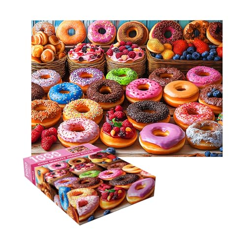 1000 Piece Puzzles Kid Dogs Flowers Donuts Cats Puzzle - Large Puzzle for Senior Jigsaw Ages 4-6 6-8 8-10 Year Old Educational Puzzles Toys 27.55"x18.68" (Donuts) von Generisch