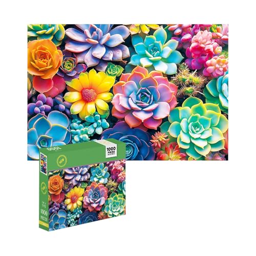 1000 Piece Puzzles Kid Dogs Flowers Donuts Cats Puzzle - Large Puzzle for Senior Jigsaw Ages 4-6 6-8 8-10 Year Old Educational Puzzles Toys 27.55"x18.68" (Succulent) von Generisch