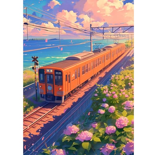 1000 Teile Puzzle für Erwachsene, Anime-Zug, Farbenfrohes Legespiel, Pädagogisches Spiel Herausforderung Spielzeug, Impossible Geschicklichkeitsspiel für die Ganze Familie von Generisch