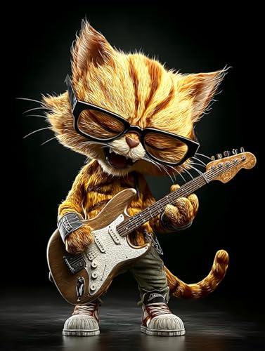 1000 Teile Puzzle für Erwachsene, Katze singt mit Gitarre, Klassische Puzzles, Pädagogisches Spiel Herausforderung Spielzeug, Puzzlespiele für Die Ganze Familie(1000PCS) von Generisch