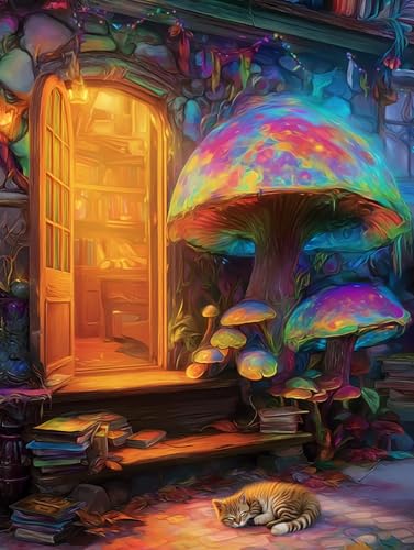 1000 Teile Puzzle für Erwachsene, Traum-Pilz-Haus, Klassische Puzzles, Pädagogisches Spiel Herausforderung Spielzeug, Puzzlespiele für Die Ganze Familie(1000PCS) von Generisch