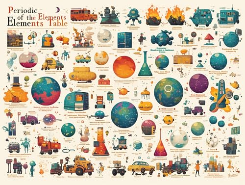 1000 Teile Puzzles für Erwachsene Kinder, Holzpuzzles - Farbige Periodensystem der Elemente, Klassische Puzzles, Home Dekoration, Geschicklichkeitsspiel für die ganze Familie (D1, 1000 PCS) von Generisch