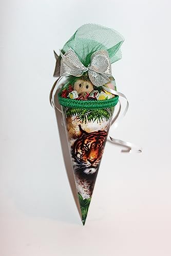 101652 gefüllte Mini Schultüte Tiger 22cm mit Schutzengel Alles Gute Kleeblatt Glücksbringer Anhänger Geschwistertüte Schulanfang Geschenk 101652 gefüllte Mini Schultüte Tiger 22cm mit Schutzengel Alles Gute Kleeblatt Glücksbringer Anhänger Geschwistertüte Schulanfang Geschenk von Generisch