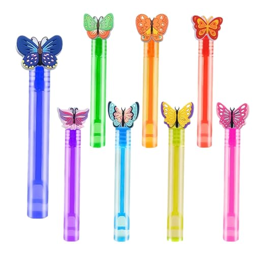 11cm Bubble Wands - Effortless 8 Pieces Small Butterfly Bubble Wands Blower | ABS Kids Bath Time Toys, Classroom Prizes, Photo Props, Goodie Bags Stuffers for Outdoor Indoor Activity Use von Generisch